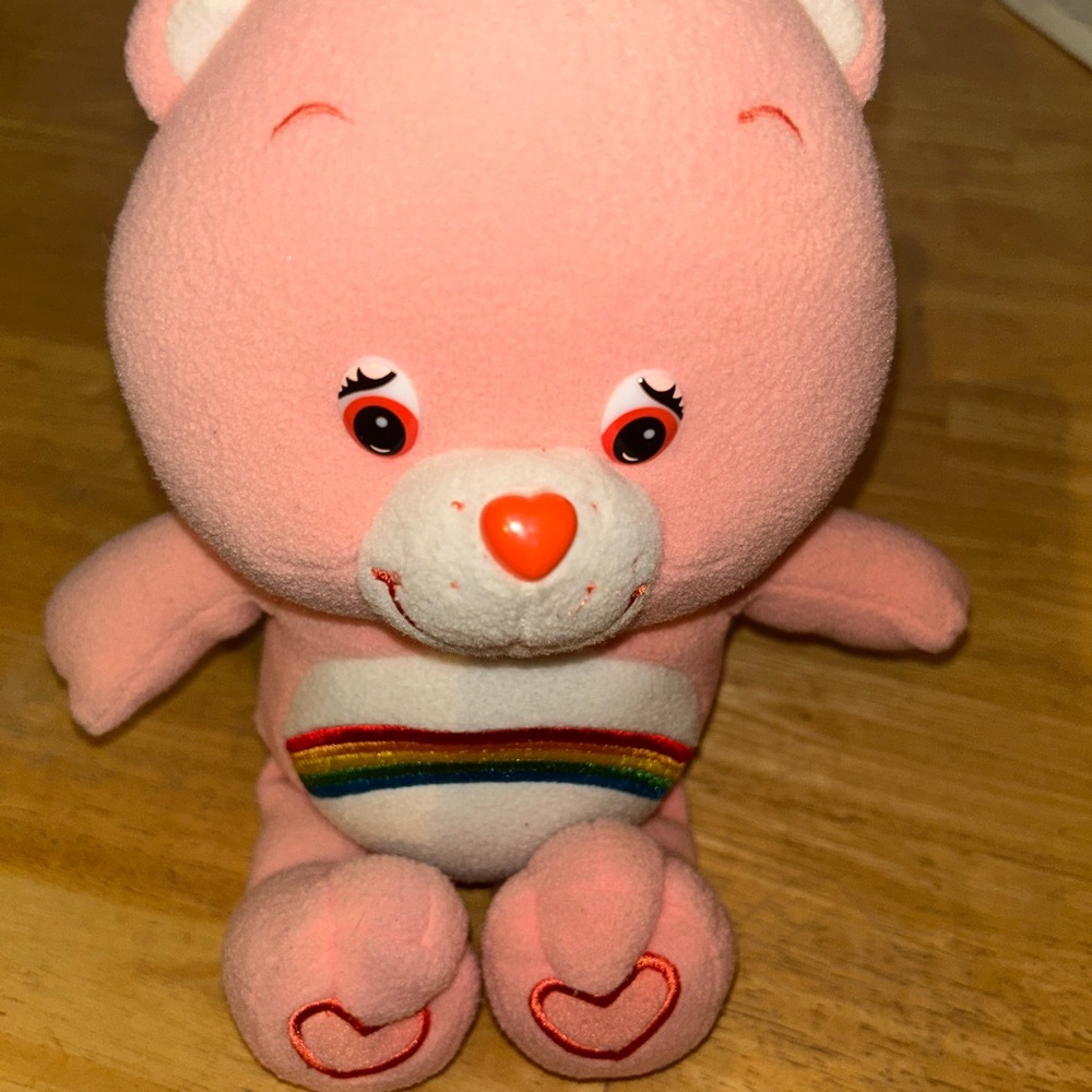 Cheer Bear vintage Care Bear 2005 stuffed animal plush rainbow pink